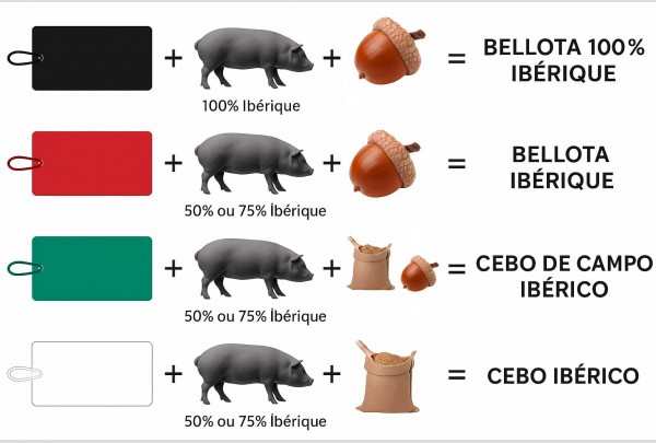 Jambon ibérique : Différences entre Cebo, Cebo de Campo, Bellota et Bellota 100%